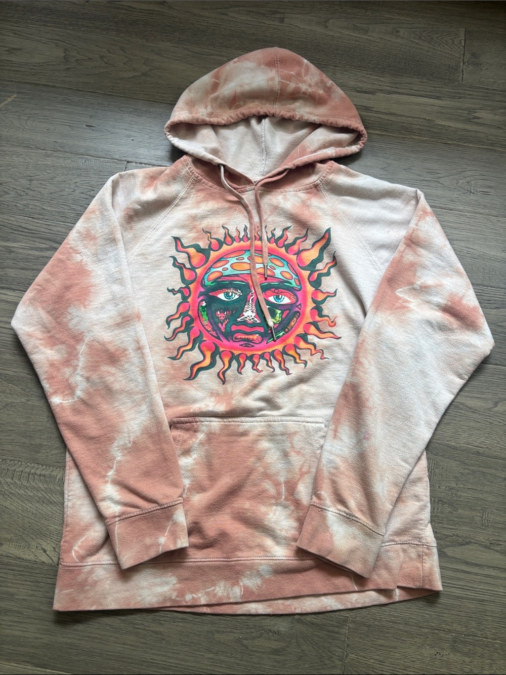 Sublime | 1995 Summer Tour Tie-Dye Hoodie Taupe Sweatshirt Pullover Size Large